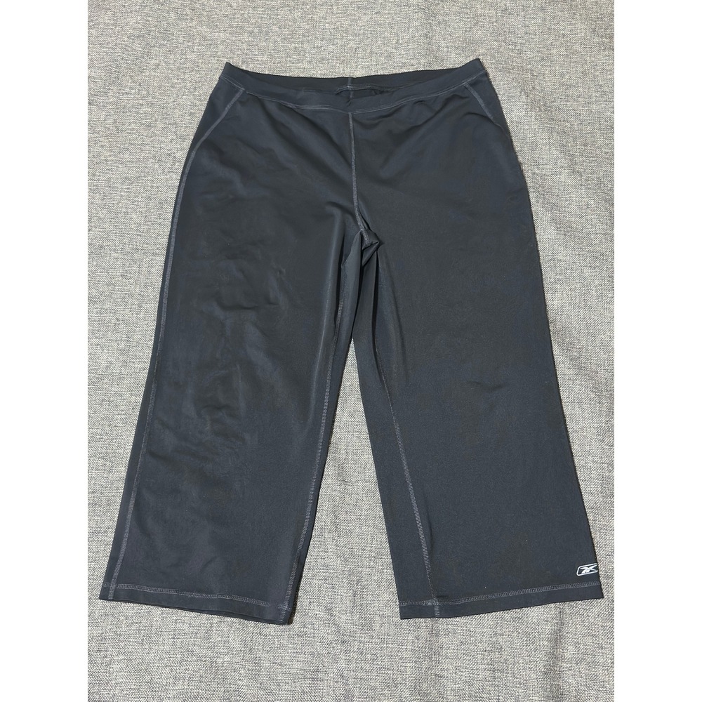 Reebok Womens XL Capri Leggings Black Activewear Stretch Gym Pants